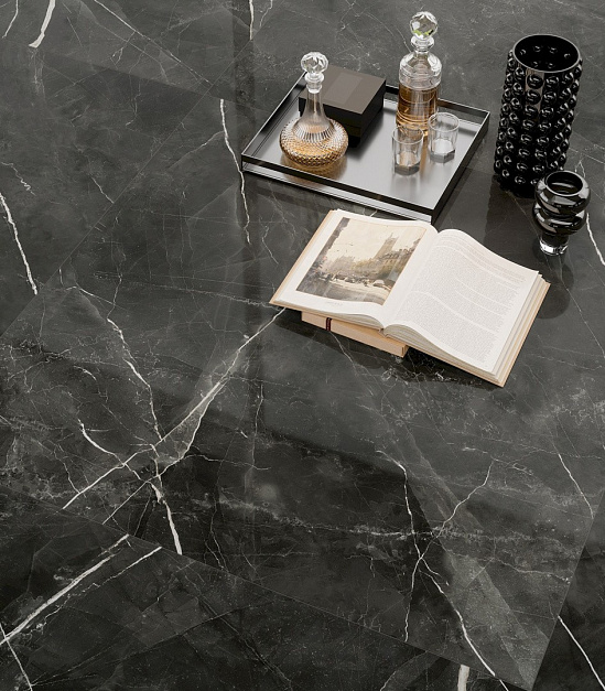 Плитка керамогранит Marvel Gala Calacatta Black 120x120 Lapp (2,88 кв.м.) под мрамор