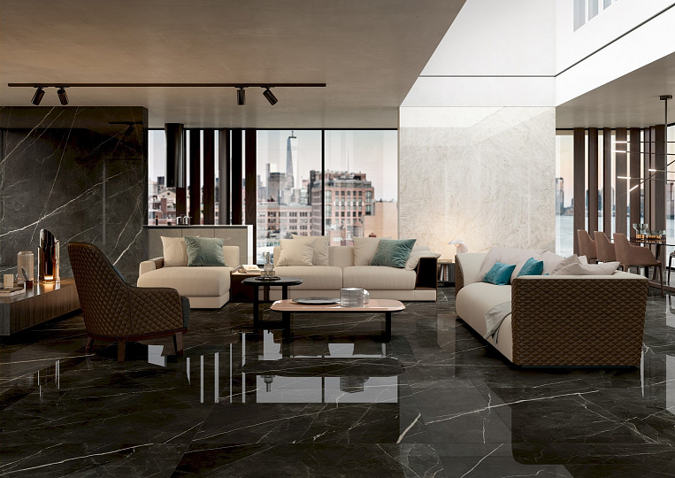 Плитка керамогранит Marvel Gala Calacatta Black 120x120 Lapp (2,88 кв.м.) под мрамор