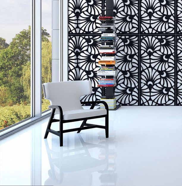 Плитка Керамогранит Art Ceramic Mira Black Decore 60x120 High Gloss (1,44 кв.м.) под мрамор