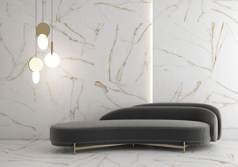 Плитка керамогранит Geotiles Brera Gold 90x90 Leviglass (1,62 кв.м.) под мрамор