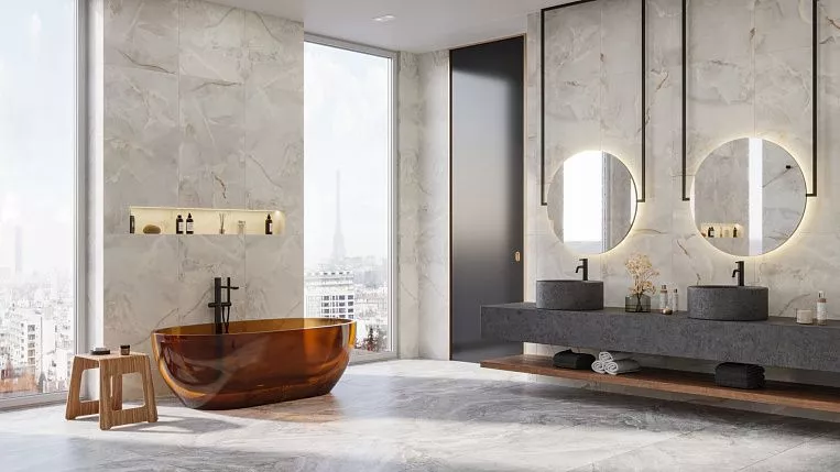 Плитка керамогранит Prime Ceramics Onice Silver 600x600 ректификат матовый (1,44 кв.м.) под оникс